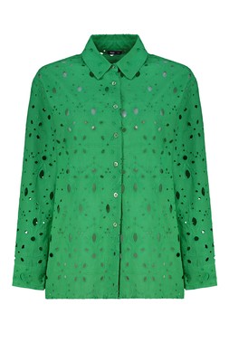 Green Schiffli Co Ord Shirt