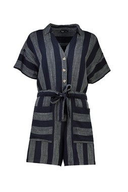 Navy Multi Blue Stripe Playsuit