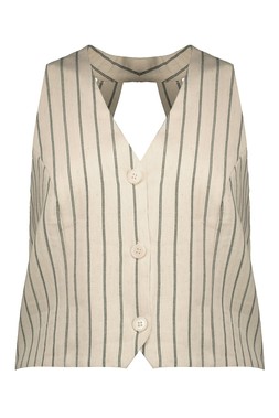 Neutral Stripe Co Ord Waistcoat