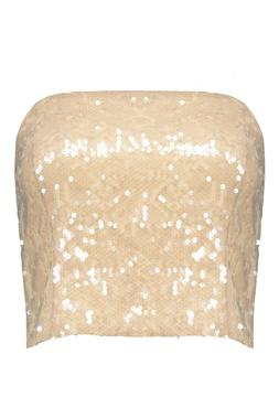 Neutral Sequin Bandeau Top