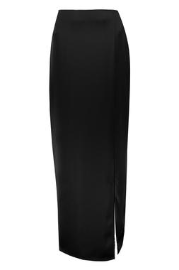 Black Satin Midi Skirt