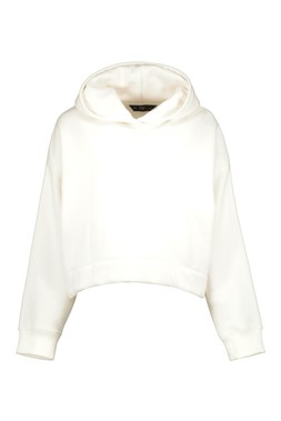 Cream Cropped Pullover Hoodie