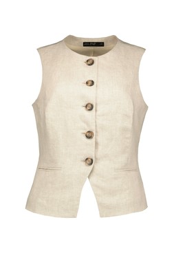 Neutral Premium Linen Waistcoat