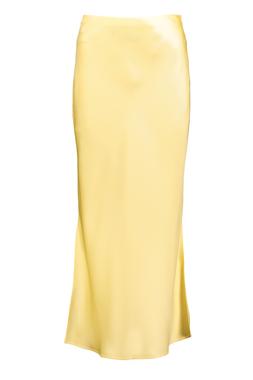 Yellow Side Split Satin Skirt