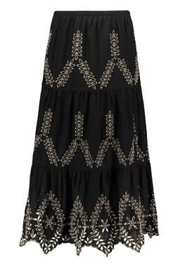 Black & Neutral Broderie Co Ord Skirt