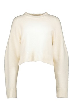 Cream Crop Crew Neck Jumper