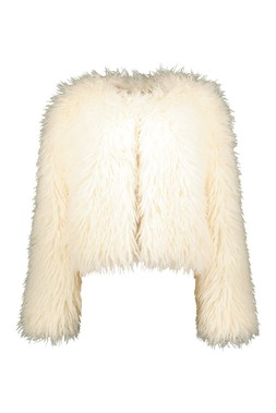 White Crinkle Short Fur Coat