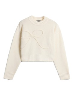 Cream Cornelli Crop Bow Jumper