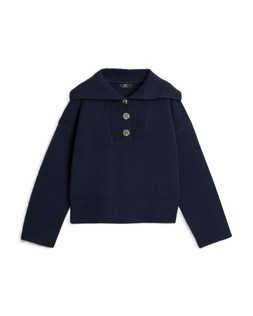Navy Half Button Jumper
