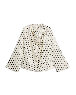 Cream Ivory Polka Dot Satin Cowl Neck Blouse