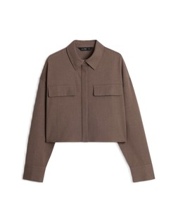 Brown Mocha Soft Tailored Crop Shirt