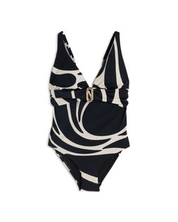 Black White Abstract Print Swimsuit