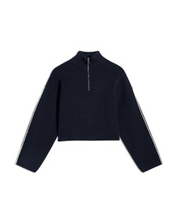 Navy Cropped Half Zip Jumper