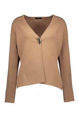 Mink Structured Pebble Button Cardigan