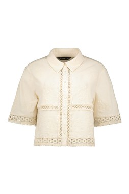 Neutral Crochet Short Sleeve Cardigan