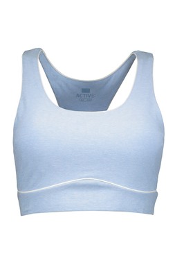 Blue Feather Piped Crop Top