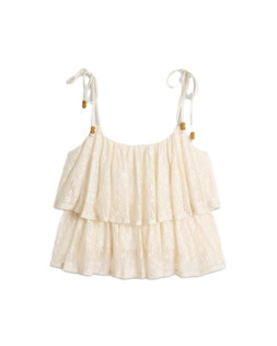 Cream Lace Ruffle Cami Top