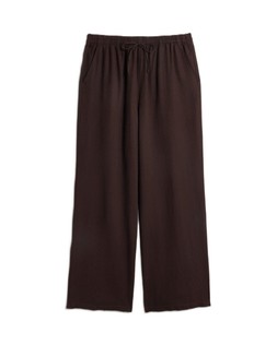 Chocolate Linen Tie Front Trouser