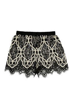 Black White Beach Cornelli Lace Shorts
