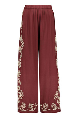 Burgundy Cornelli Wide Leg Trouser