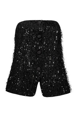 Black Sequin Tassle Waistcoat