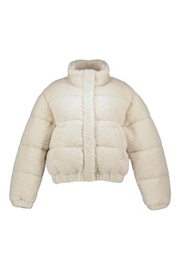 Cream Borg Puffer Jacket