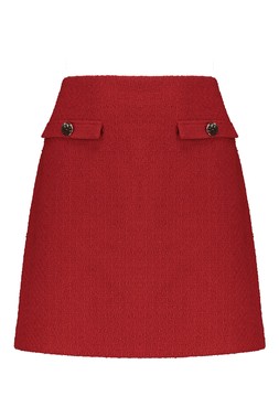 Red Boucle Skirt