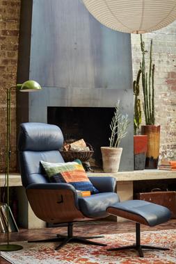 Lucca Recliner Swivel Chair and Stool
