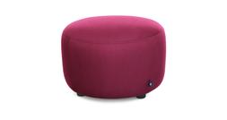 Joules Langton Small Round Plain Footstool in Red Plain Velvet