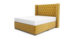 DFS Aldridge king size bed in mustard velvet