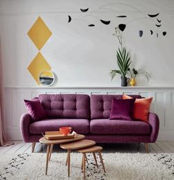 French Connection Camden four seater sofa in purple. Available exclusively at DFS