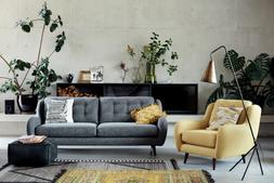 DFS French Connection Camden Four-Seater Sofa in steel, available exclusively at DFS