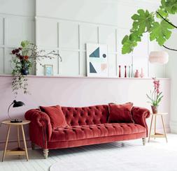 DFS Palace four seater velvet sofa in ruby