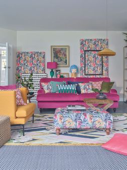 DFS Jardim four-seater sofa in pink sensual velvet