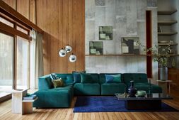 DFS Kruze 6 piece corner sofa, Sensual Velvet in Forest