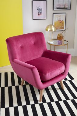 DFS Retro accent chair sensual velvet in pink