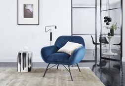 DFS The Chair Edit - Hug accent chair in dark blue velvet