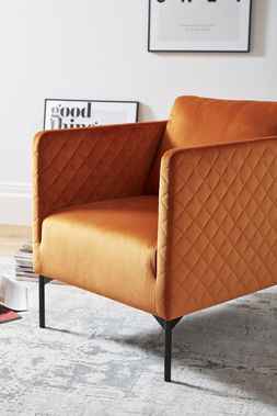 DFS The Chair Edit - Tub accent chair in orange velvet