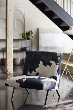 DFS Vegan Cherish accent chair in black cow Vegan Accent fabric