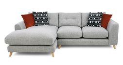Grand Designs Farnham left-hand facing grand chaise sofa in light grey weave, available exclusively at DFS