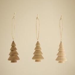 3 pack mini wooden tree hanging ornament​ £2 (31045526)