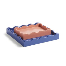 30924495 Sophie Robinson Wavy Edge MDF Tray Set of 2 Navy and Coral £18