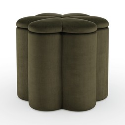 Flower Storage Footstool Velvet Deep Olive £49