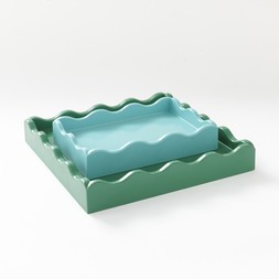 Sophie Robinson Wavy Edge MDF Tray Set of 2 Green and Blue £20