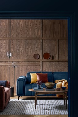 Saffron Fabric Chair in Caramel - £495 & Elphaba sofa - £1095