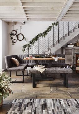 Furniture Village - Compact Earth Dining Table, Left Hand Facing Corner Bench and Low Dining Bench, &pound;1595