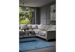 Furniture Village - Legend Pillow Back Fabric Corner Sofa, &pound;1195, St Moritz Coffee Table, &pound;699, Milo Floor Lamp, &pound;149, Marlow Rug, &pound;199