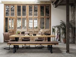 Furniture Village - Terra Dining Table, 3 Cognac Chairs and Bench Dining Set, &pound;3,495
