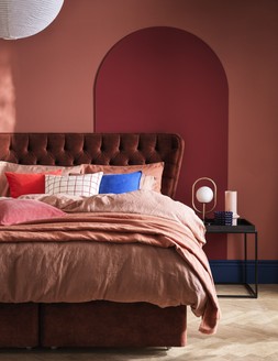 Furniture Village - Yorkshire 25000 Divan Set, &pound;5249, Sycamore Headboard, &pound;1849, Oval Lamp. &pound;149.