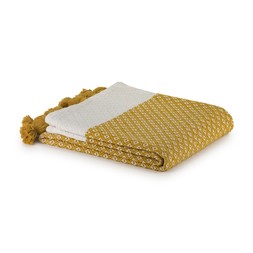 50080871 £25 NT Diamond Weave Ochre Throw Recycled Cotton
